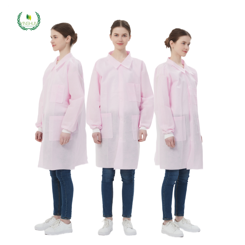 High Quality Low Price two pockets 30gsm disposable non-woven gowns  coverall for clean room