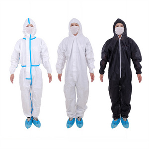 China manufacturer disposable coverall with hood and shoe cover breathable film protective clothing