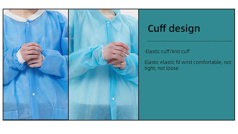 High Quality Low Price two pockets 30gsm disposable non-woven gowns  coverall for clean room