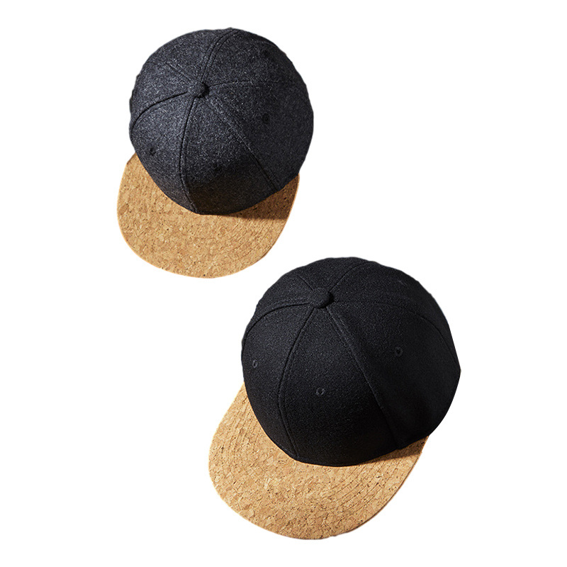 Factory Wholesale Custom Logo Blank Streetwear Hip Pop Rap Wooden Color Flat Brim Hat Wool Plain Snapback Cap