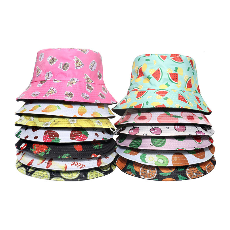 Custom Allover Printed Designer Logo 100% Cotton / polyester Summer reversible bucket hat