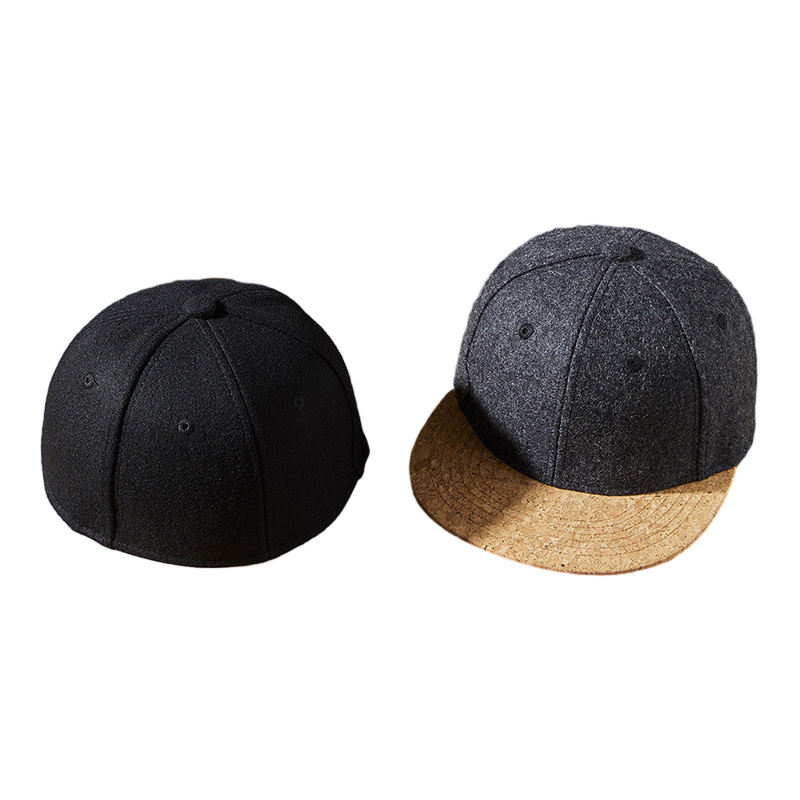 Factory Wholesale Custom Logo Blank Streetwear Hip Pop Rap Wooden Color Flat Brim Hat Wool Plain Snapback Cap