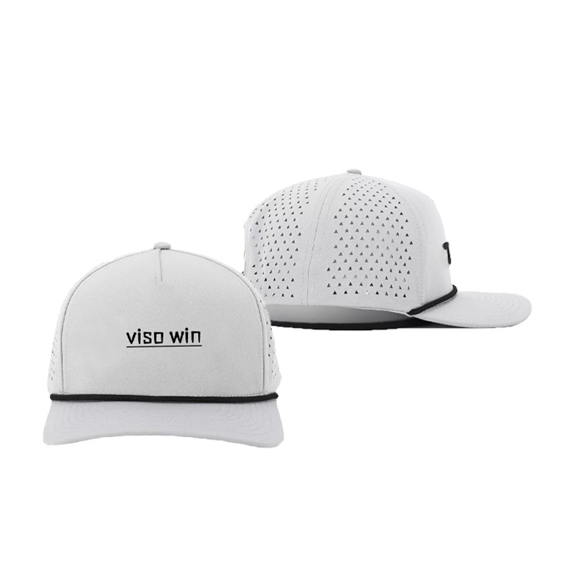 Promotion China Factory Premium Waterproof Golf Hats Curved Brim Polyester Laser Drilling Outdoor Baseball Cap With Rope