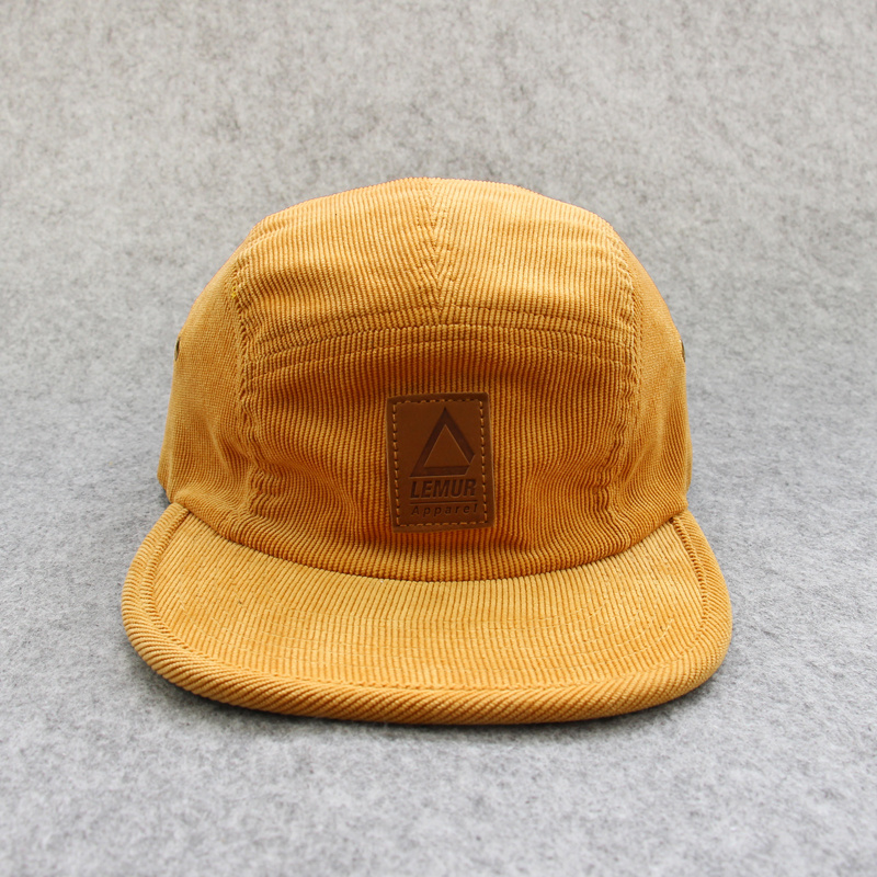 wholesale custom high quality made unstructured embroidered 6 panel blank flat brim corduroy snapback hats caps strap back