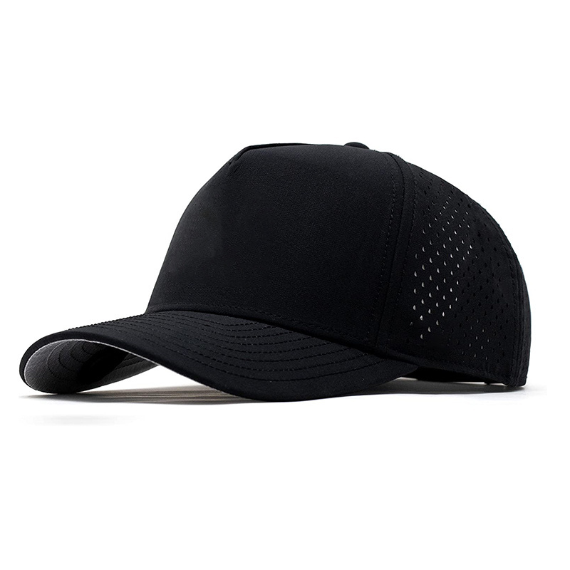 Custom Patch Logo blank 5 Panel Fitted Laser cut Hole Perforated Waterproof Hat Breathable Quick Dry Golf Caps