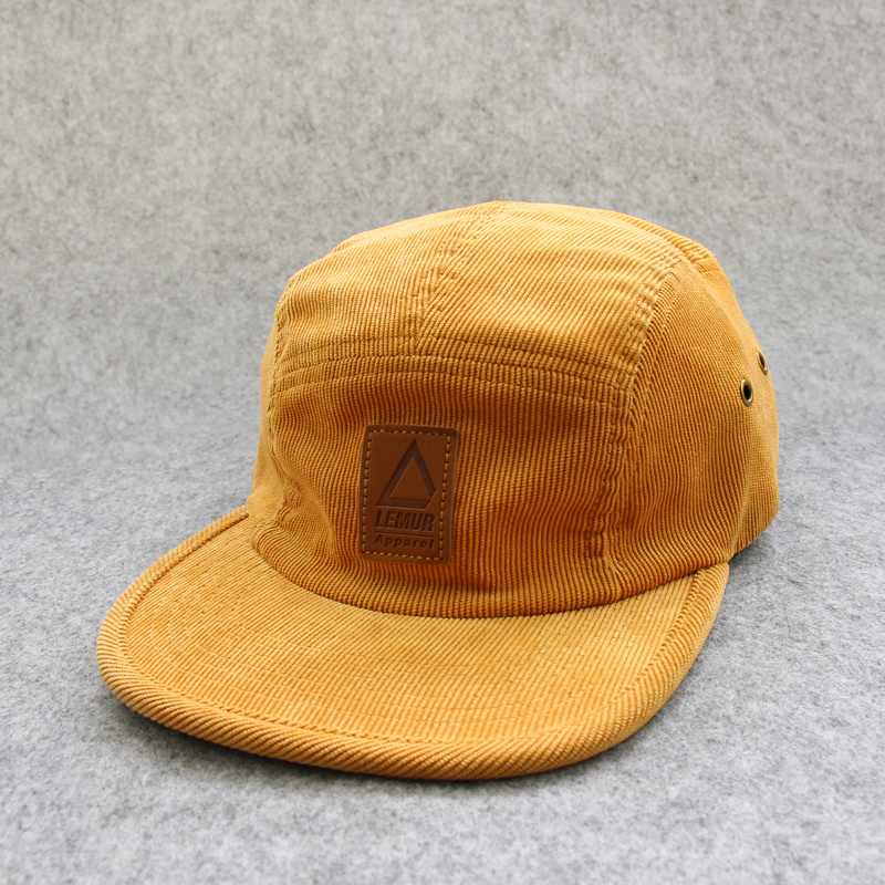 wholesale custom high quality made unstructured embroidered 6 panel blank flat brim corduroy snapback hats caps strap back