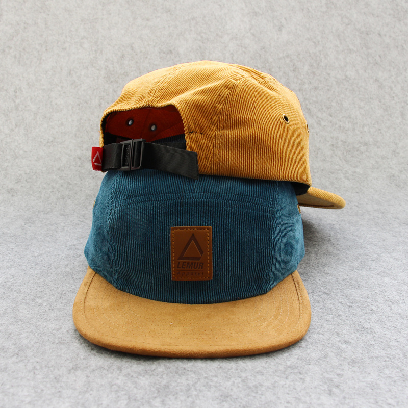 wholesale custom high quality made unstructured embroidered 6 panel blank flat brim corduroy snapback hats caps strap back