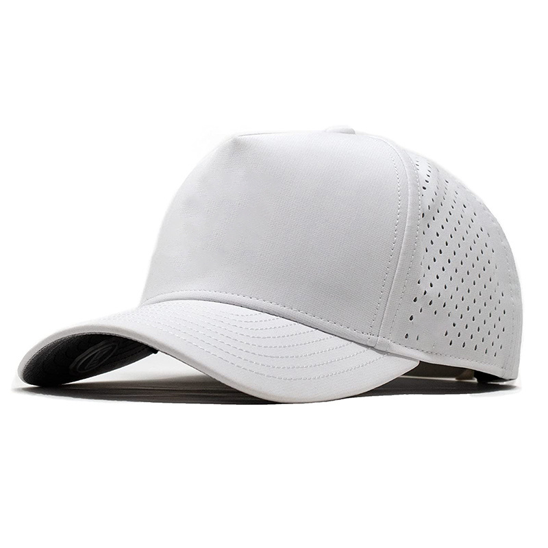 Custom Patch Logo blank 5 Panel Fitted Laser cut Hole Perforated Waterproof Hat Breathable Quick Dry Golf Caps