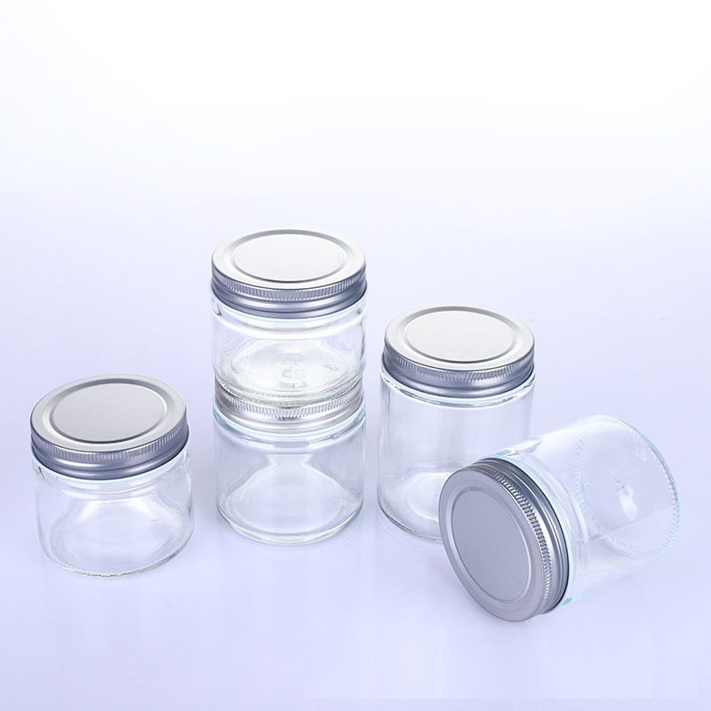 100ml 150ml 200ml 250ml 300ml 500ml 4oz Clear Transparent Glass Cream Jars With Metal Lid For Body Butter Spiral Mouth Aluminum