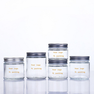 100ml 150ml 200ml 250ml 300ml 500ml 4oz Clear Transparent Glass Cream Jars With Metal Lid For Body Butter Spiral Mouth Aluminum