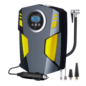 Tyre Air Pump DC 12V Rapid Car Digital Tire Inflator Air Pump With 3 Nozzle Adaptors and Digital LED Light