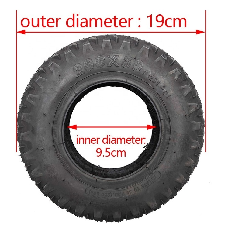 200*50 Electric Scooter Wheel 200x50 Electric Vehicle Pneumatic Tire Inner Tube with Alloy Rim 8 Inch Scooter Wheel 200x50 Tire