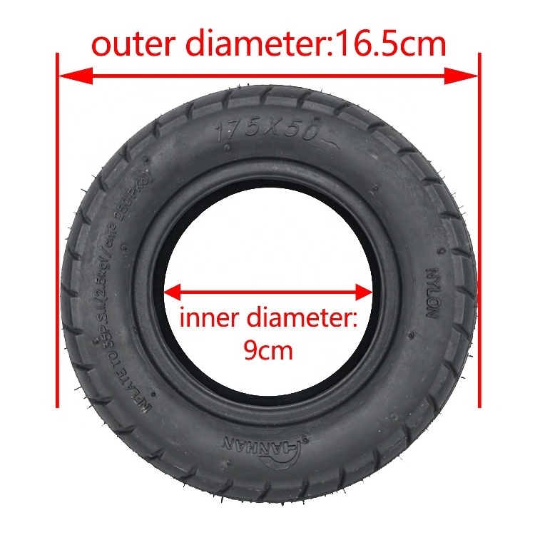 175*50 Inflatable Electric Scooter Rubber Replacement Tire 7 Inch Anti-Skid Pneumatic Tire 175x50 for Electric Scooter