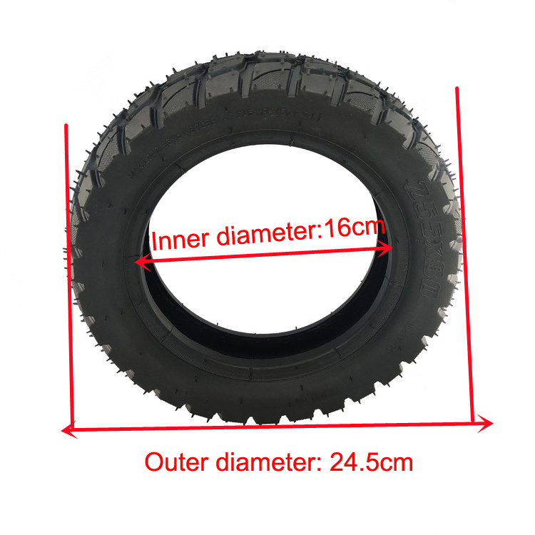 Durable Electric Scooter Off-Road Tire 255x80 Highway Inner And Outer Tire10inch Snow Non Slip Thickened Widened Outer Tire