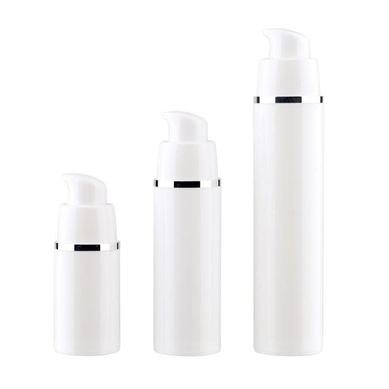 Luxury 1oz 15ml 30ml 50ml Plastic PP Gold Silver Cosmetic Lotion White Airless Pump Bottle