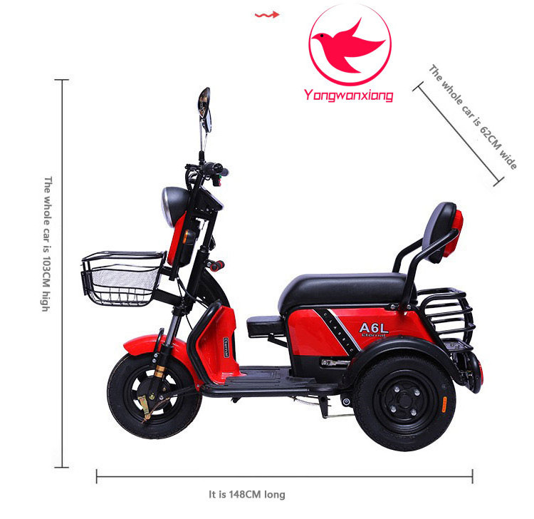 Lithium Battery triciclo reverse carg and load chopper tricycle adultos pickup truck para electric tricycle bicycle 3 wheel