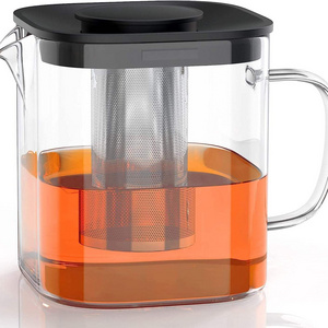 800ml Glass Tea Pot with Removable Infuser for Blooming and Loose Leaf Tea Premium Square Glass Tea Kettle