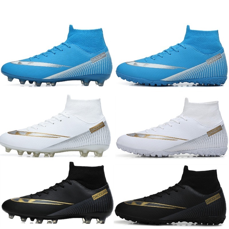 Men Anti Slip Soccer Spikes Shoes Wholesale High Top Youth Football CLeats Boots Artificial Turf Shoes