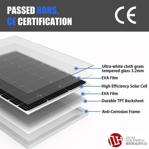 ZAIHUI Monocrystalline 360W 365W 370W 375W 380W Anti-PID Half Cell Sun Power Solar Panel