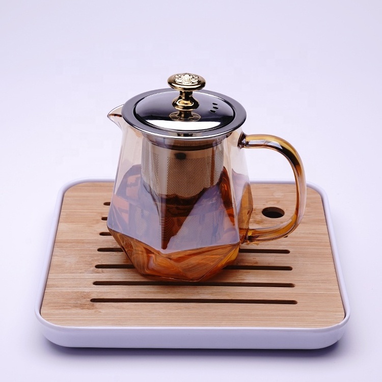 Wholesale Handblown Heat Resistant Small Glass Teapot With Stainless Steel Infuser