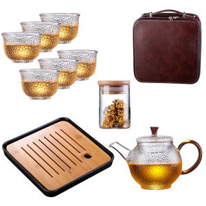 New product Portable Elegant Bososilicate Glass Teapot Travel Office Tea Pot Set with bagHot sale products