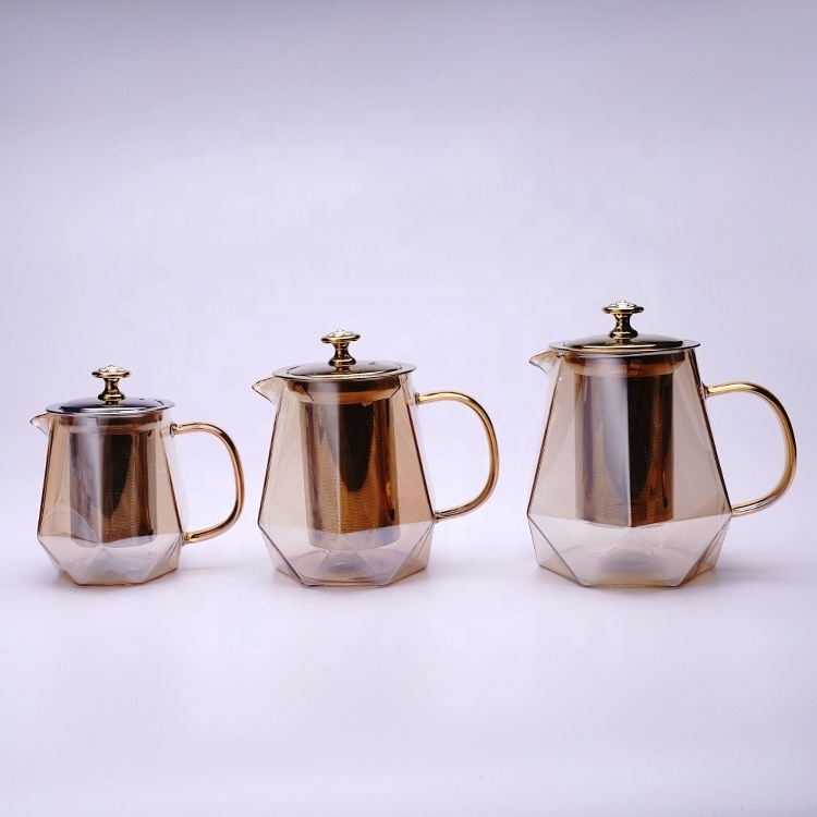 Wholesale Handblown Heat Resistant Small Glass Teapot With Stainless Steel Infuser