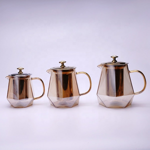 Wholesale Handblown Heat Resistant Small Glass Teapot With Stainless Steel Infuser