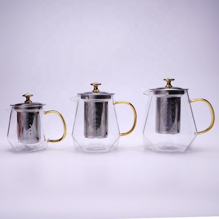 Wholesale Handblown Heat Resistant Small Glass Teapot With Stainless Steel Infuser