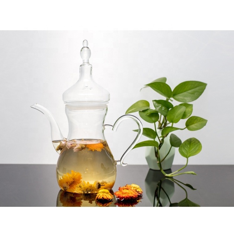 Handmade Borosilicate Glass Arabic Teapot Coffee Pot With Infuser For Blooming Tea