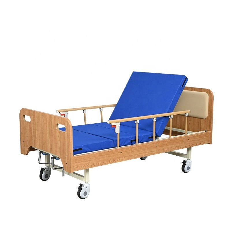 Wooden Side Rails Hospital Bed Electric 2-function Home Style Furniture Hospital Equipment