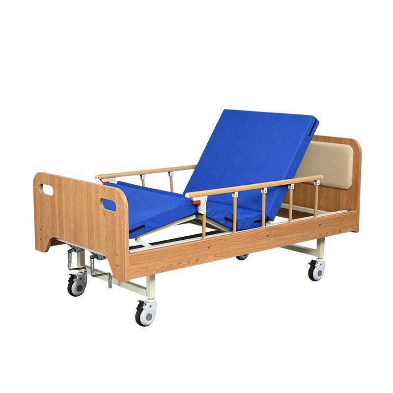 Wooden Side Rails Hospital Bed Electric 2-function Home Style Furniture Hospital Equipment