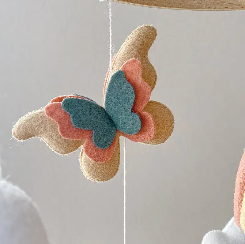 baby girl shower gift felt mobile felt baby room decoration butterflies forest handmade felt baby mobile