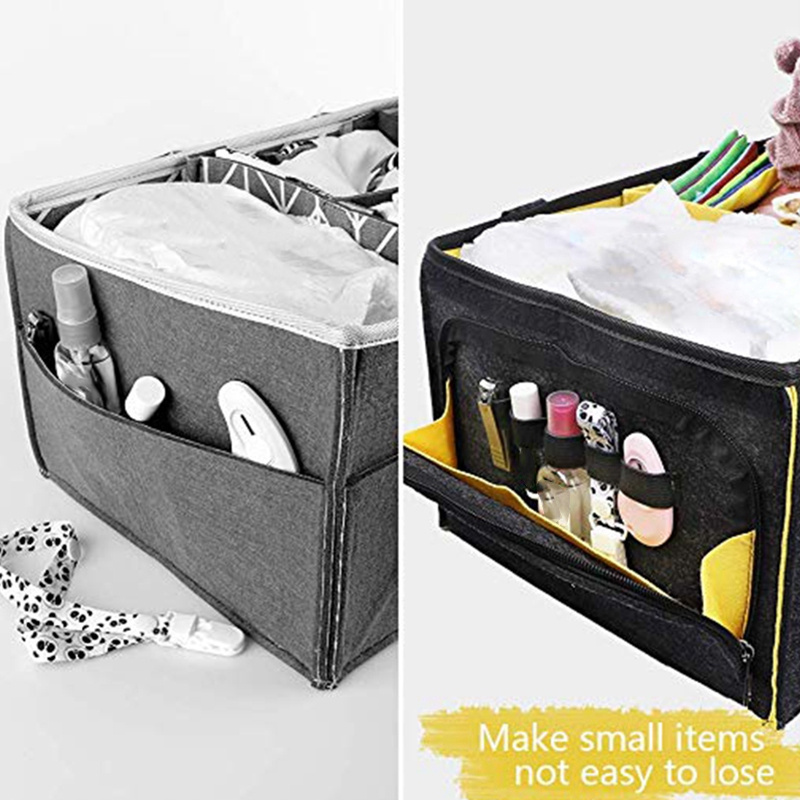 Diaper Caddy Organizer Baby Nursery Storage Basket with Zipper Lid and Leather Handle Baby Changing Bag Diaper Caddy Organizer