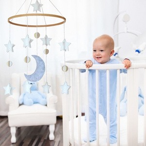 Baby Crib Dream Catcher Mobile Stars Moon Wind Chime Felt Hanging Dreamcatcher Nursery Carousel Rattles Bedroom Decoration