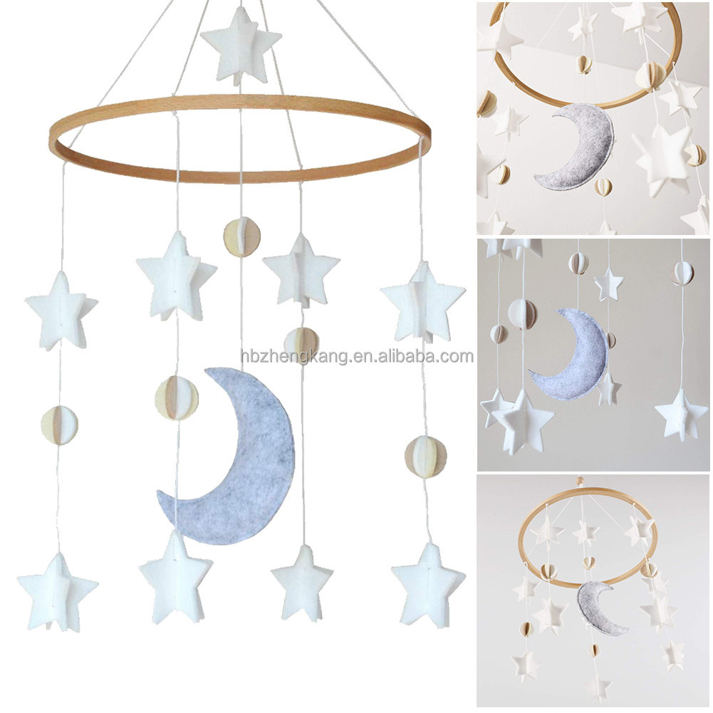 Baby Crib Dream Catcher Mobile Stars Moon Wind Chime Felt Hanging Dreamcatcher Nursery Carousel Rattles Bedroom Decoration