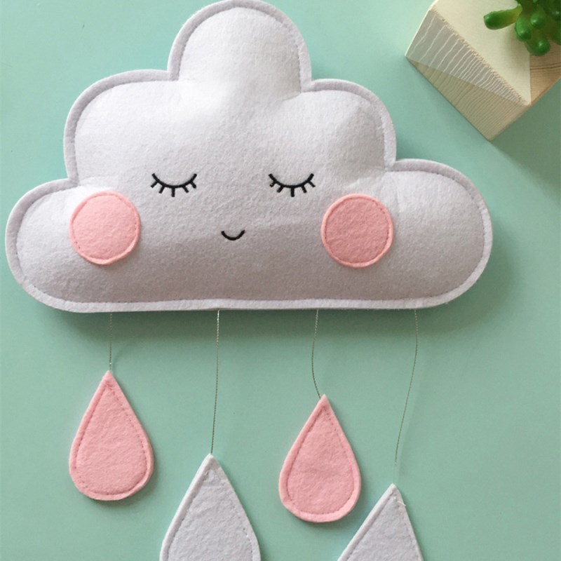 Ins Felt Cloud Raindrop Pendant Wall Hanging Ornaments Nordic Style Kids Room Decorations Baby Tent Nursery Decor Photo Props