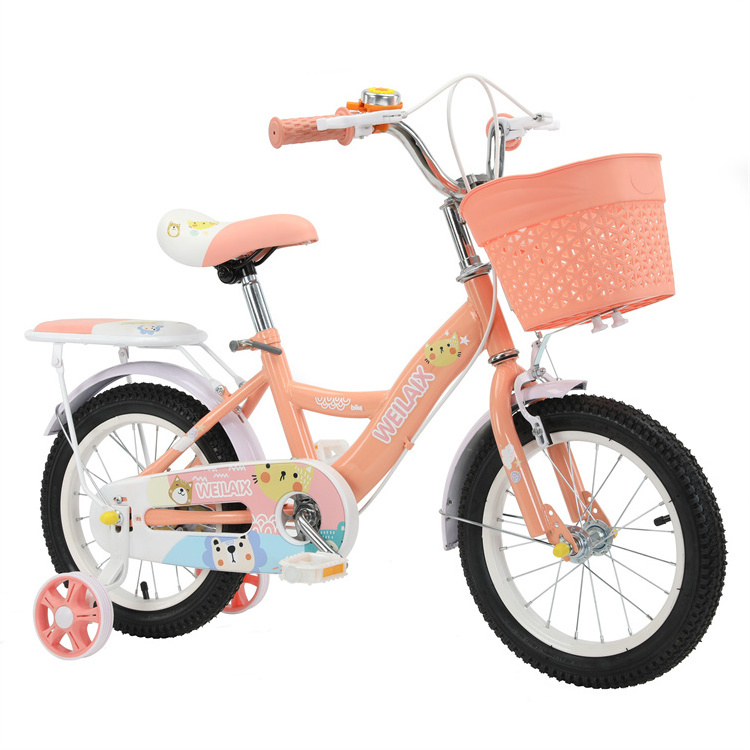 2023 New 12-Inch Mini Bikes for Kids 4-Wheel Outdoor Sports Bicycle with Training Wheels Single Speed Gears and Colorful Spokes