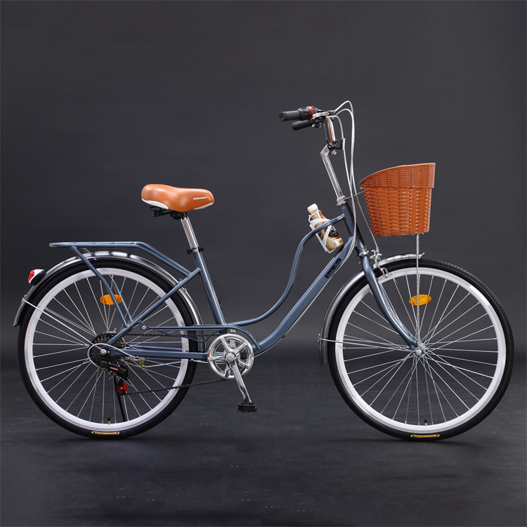 City Star Lady Bicycle 24 Old Model 26/28 Inch Retro Bicycle with Aluminum Fork V Brake Double V Brake System for Racing