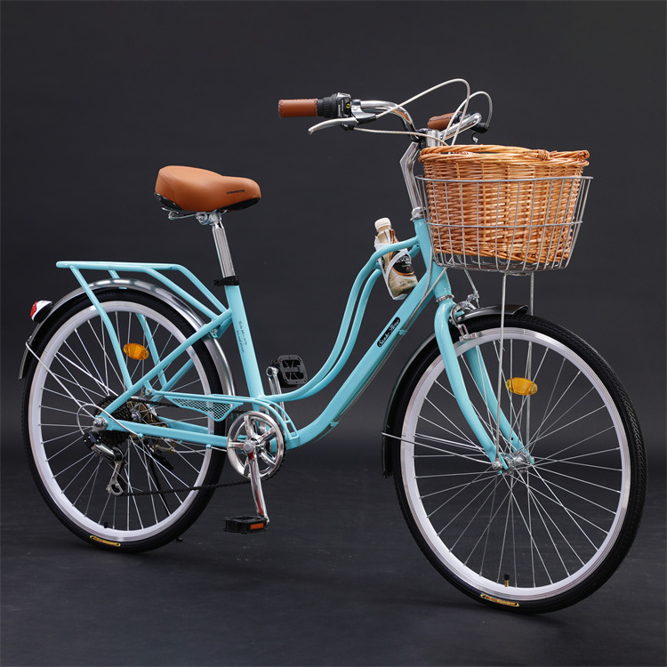 City Star Lady Bicycle 24 Old Model 26/28 Inch Retro Bicycle with Aluminum Fork V Brake Double V Brake System for Racing