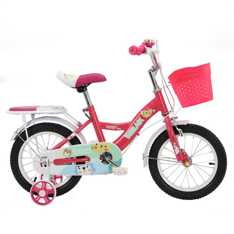 2023 New 12-Inch Mini Bikes for Kids 4-Wheel Outdoor Sports Bicycle with Training Wheels Single Speed Gears and Colorful Spokes