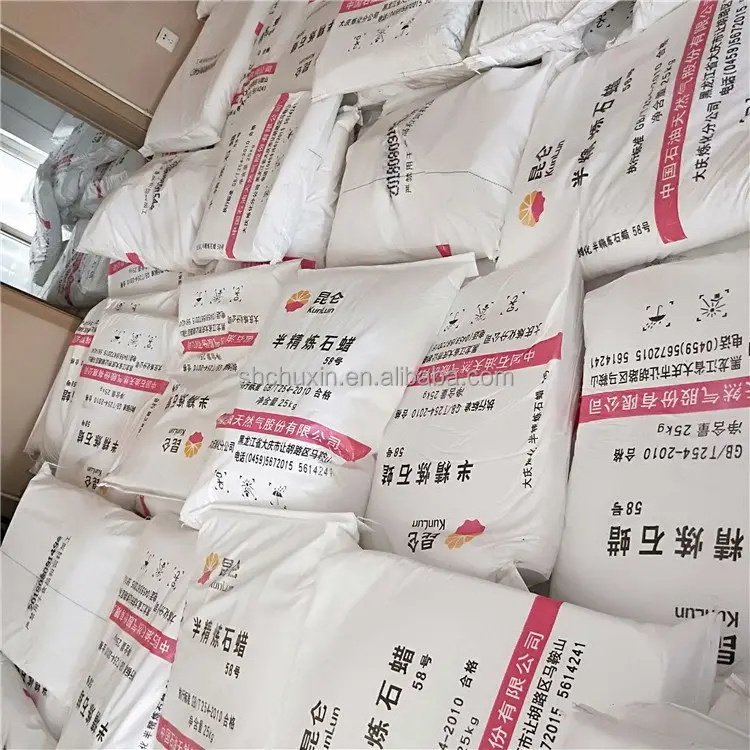 large capacity wholesale leading brand KUNLUN paraffin wax 58 60 semi-refined for candle making