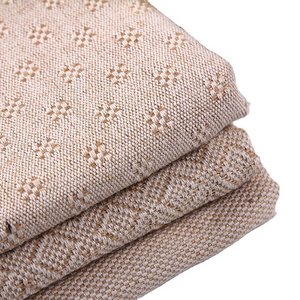 Natural Jute Burlap Fabric Linen Fabric for Home Textile Jacquard Grid  Weave Jute Cotton Cloth for Sofa Fabric