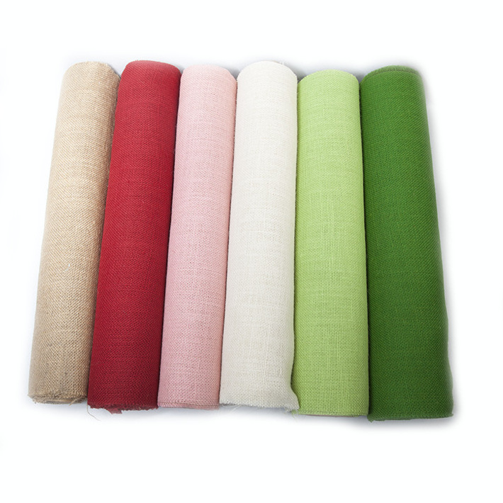 Eco-Friendly Dyed Jute Burlap Fabric Colored Knitted Burlap Hessian Roll Durable Colorful Jute Hessian Cloth