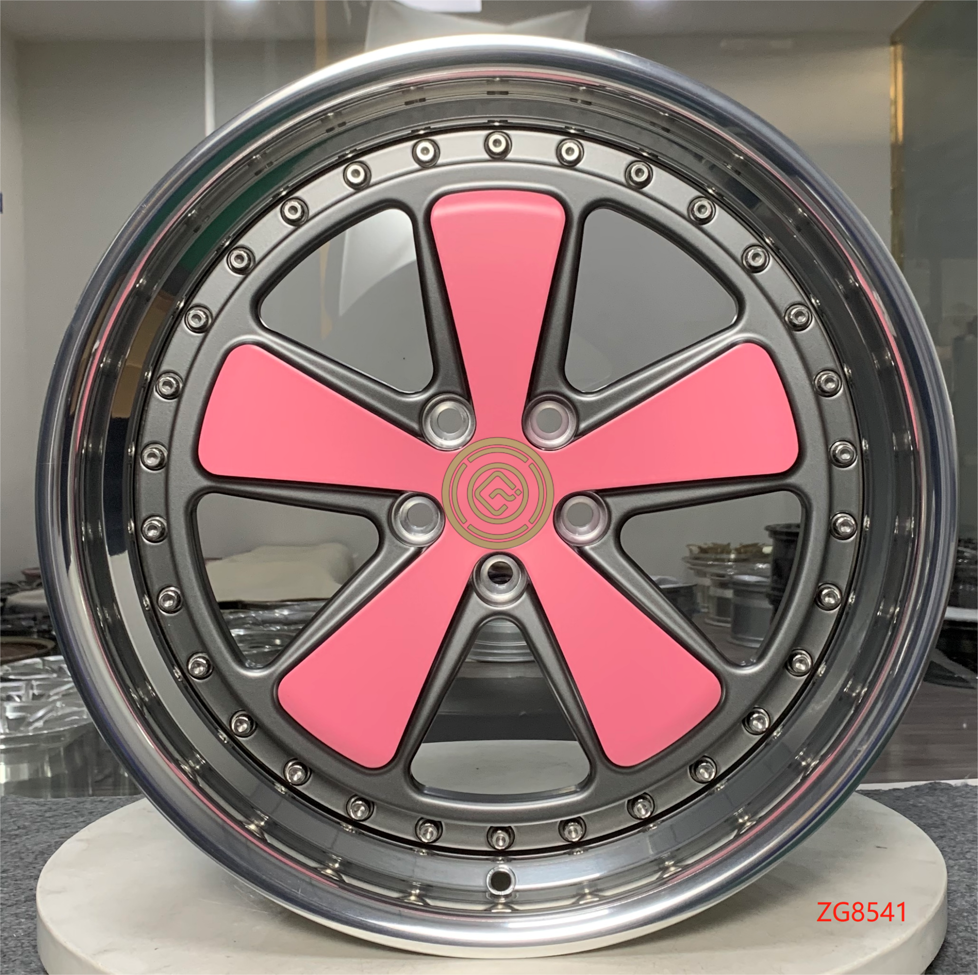 ZHI GU Rims Premium Forged Aluminum Alloy Custom Two-piece Sedan 21 22 23 24 Inch Custom Color Pink Polished 200mm Wheels Gold