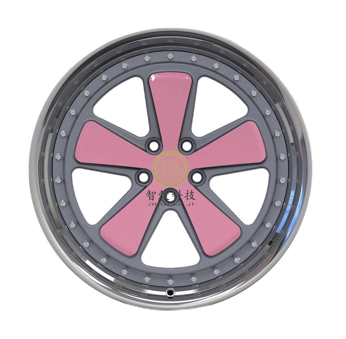 ZHI GU Rims Premium Forged Aluminum Alloy Custom Two-piece Sedan 21 22 23 24 Inch Custom Color Pink Polished 200mm Wheels Gold