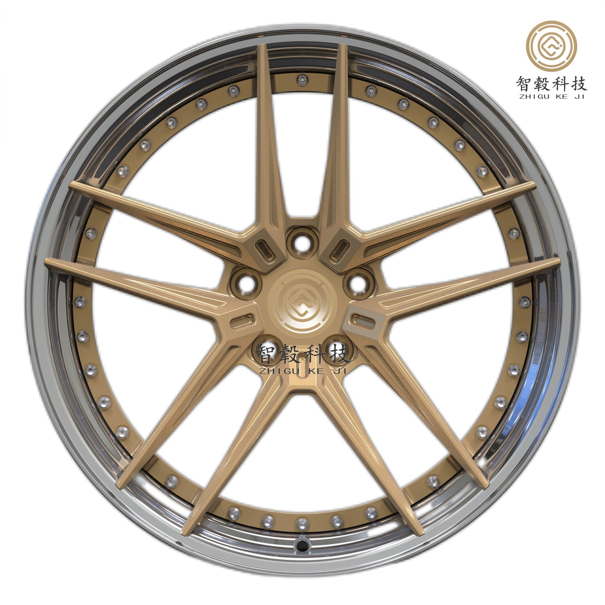 21 22 23 24Inch 5x112 2-pieces Style Rose Gold Brushed Forged Wheels Rims