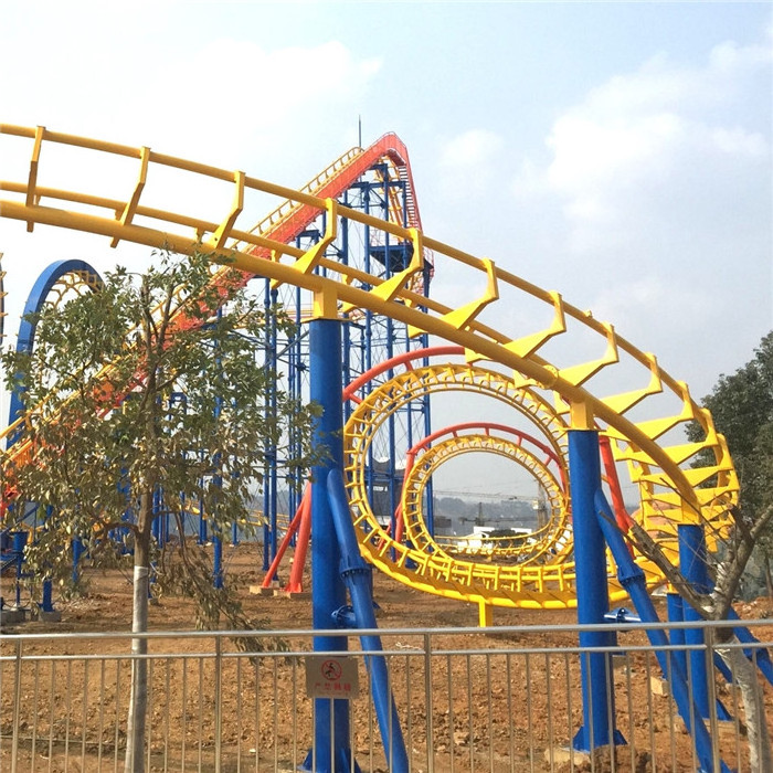 China supplier cheap outdoor playground equipment adult game medium size four loops 16 seats roller coaster for sale