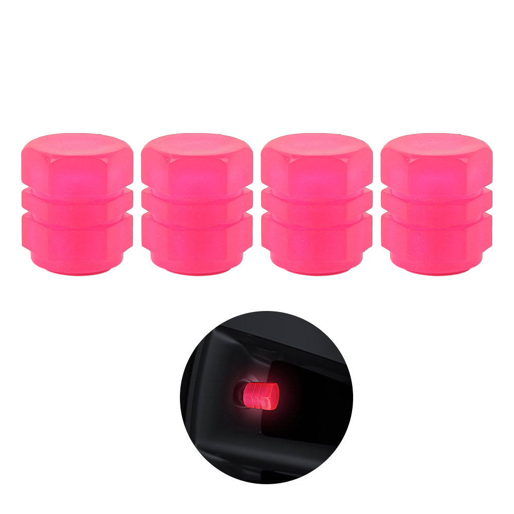 Tire Led Fluorescent Valve Caps for Car Motorcycle Bike Wheel Hub Red Luminous Car Valve Cover Decoration Glow In The Dark