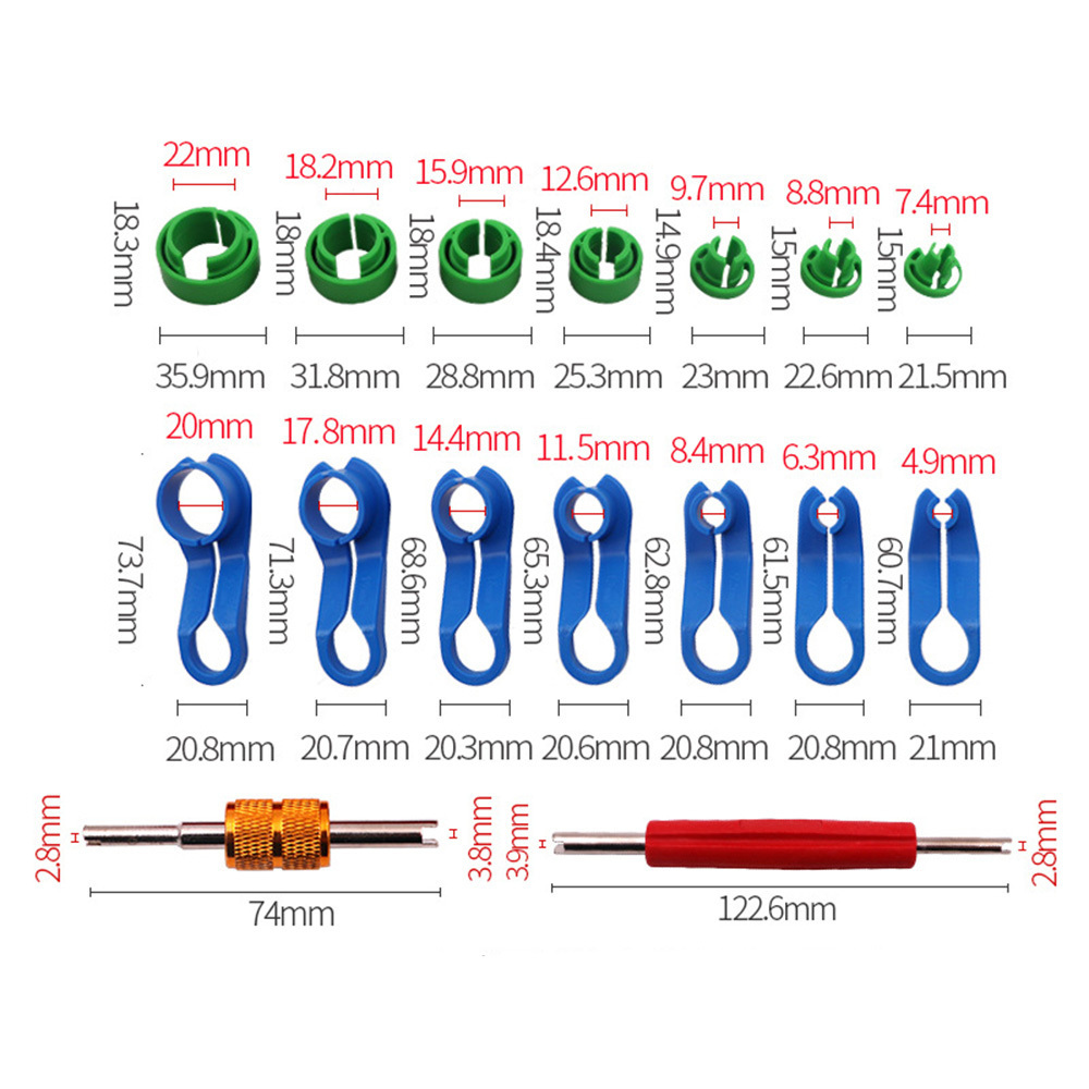 16Pcs Fuel Line Disconnect Removal Tool Set With Valve Core Remover Tool