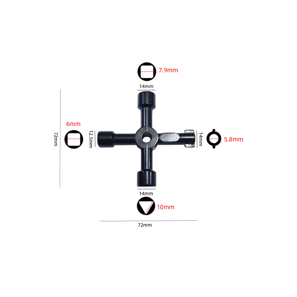 4 Way Multi-Functional Cross Key, Utilities Key, Plumbers Electricians Valve Tools